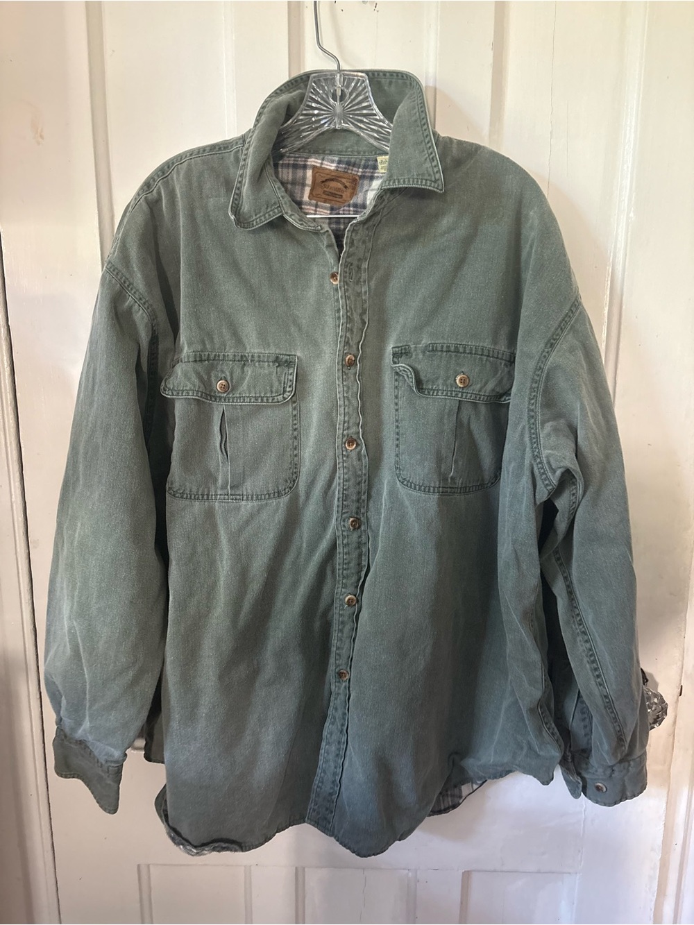 St. John's Bay Olive Green Button-Front Shirt Jacket